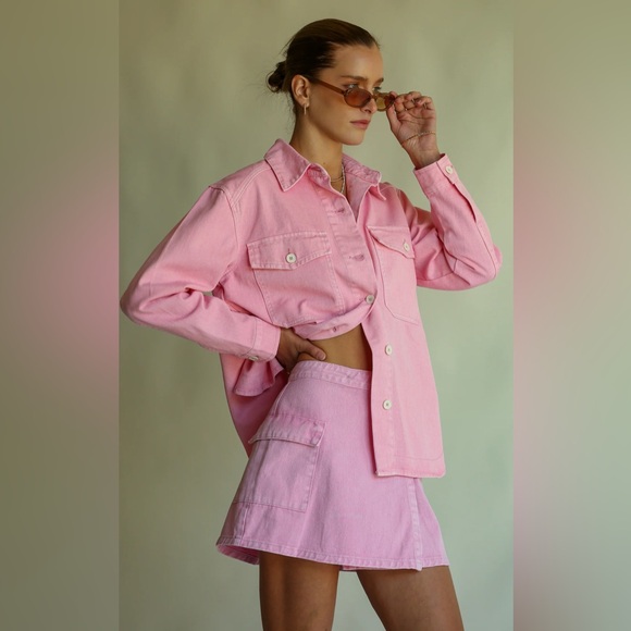 Araminta James Merci Denim Skirt Acid-Washed Peony NWT - Picture 2 of 8